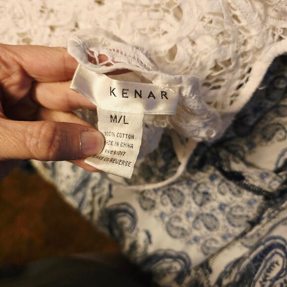 kenar white thick lace handkerchief hem tie shoulder tank size large boho - Picture 4 of 4